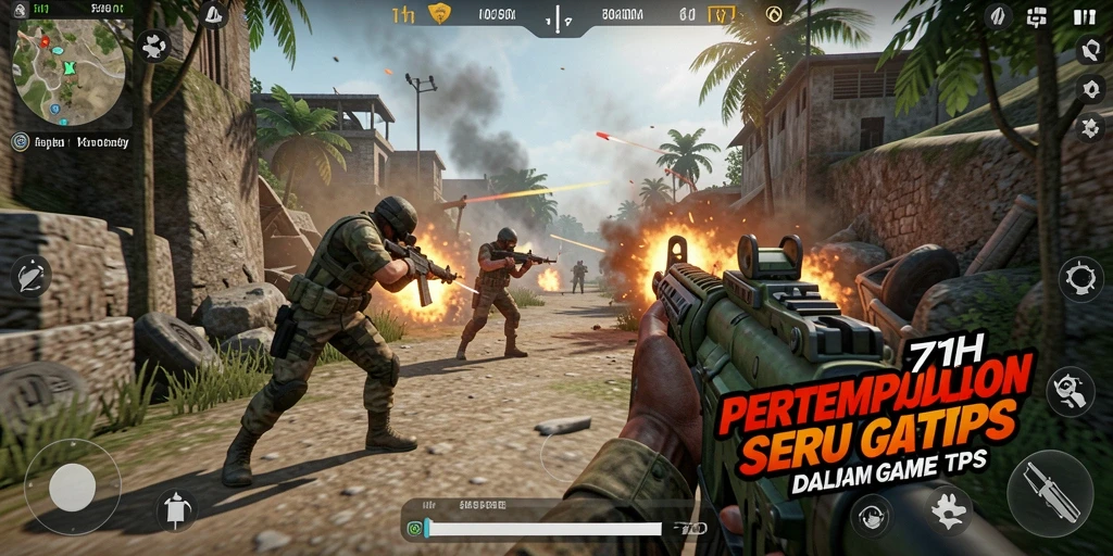 Screenshot dari gameplay seru 71H yang menunjukkan aksi tembak-menembak.