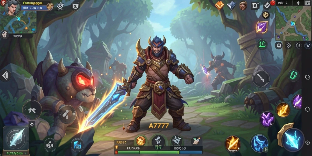 Tangkapan layar gameplay seru A7777 menunjukkan pertempuran epik di dunia ARPG.