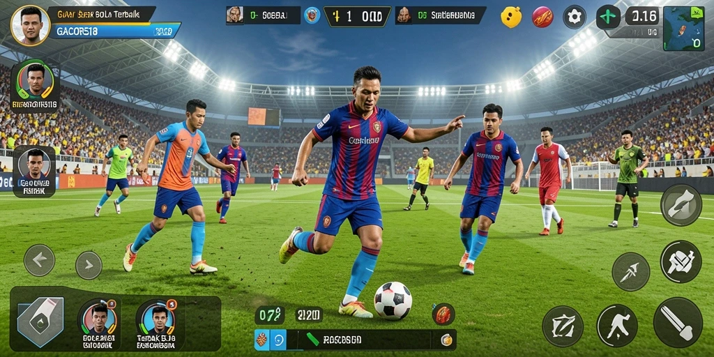 Tampilan gameplay seru di GACOR518 dengan aksi sepak bola yang mendebarkan.