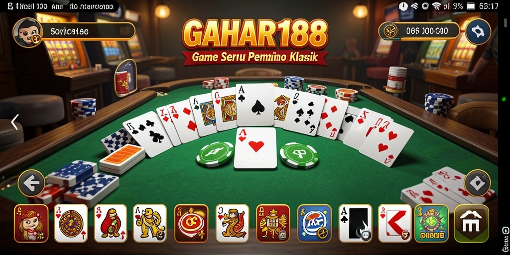 Tangkapan layar utama GAHAR188 menampilkan aksi seru permainan Domino.