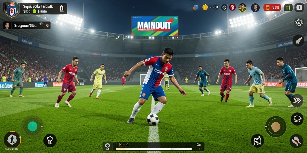 Tampilan gameplay seru dalam game sepak bola MAINDUIT.