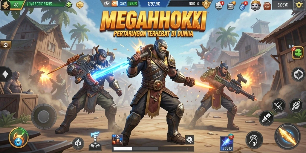 Tampilan gameplay Battle Royale yang mendebarkan dan seru.