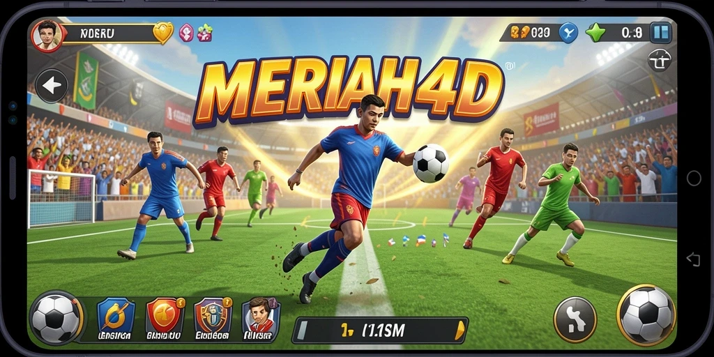 Screenshot menunjukkan pemain beraksi di lapangan dalam gameplay olahraga yang menarik.
