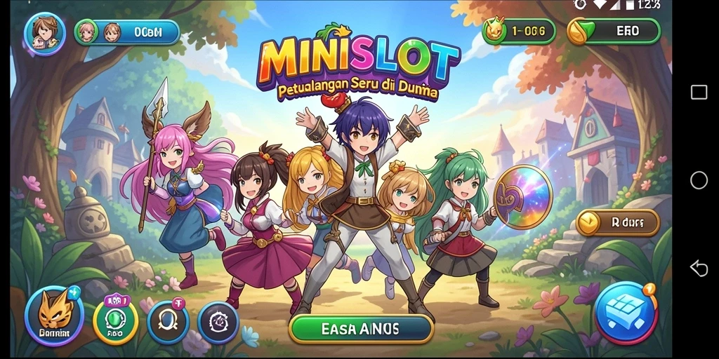 Screenshot gameplay MINISLOT dengan karakter anime yang menarik.
