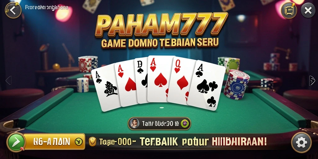 Screenshot utama PAHAM777 menampilkan momen seru gameplay domino.