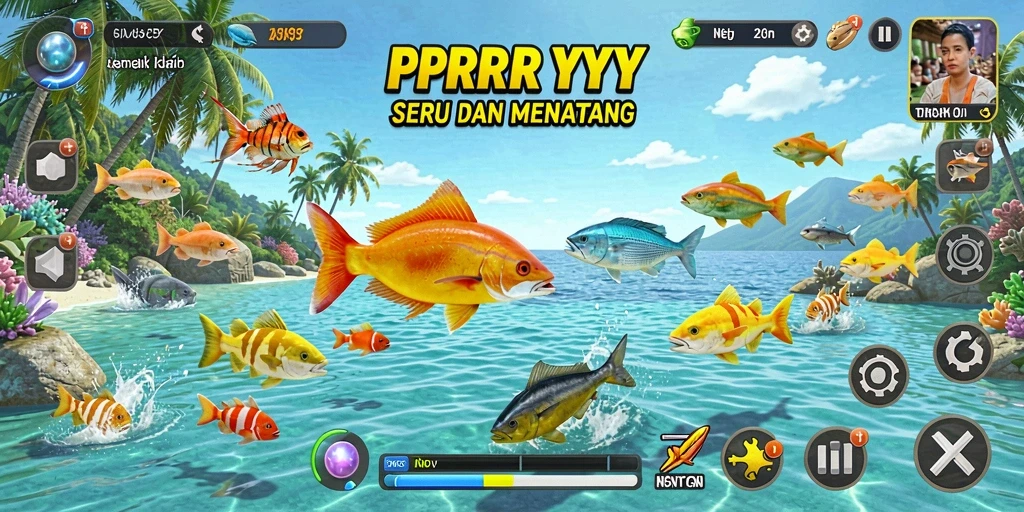 Screenshot gameplay PPRRYY menampilkan momen menegangkan saat menembak ikan.