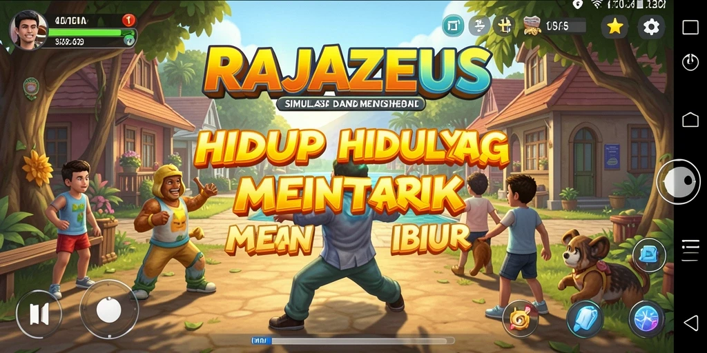 Screenshot utama menunjukkan gameplay seru dan interaktif dari RAJAZEUS.