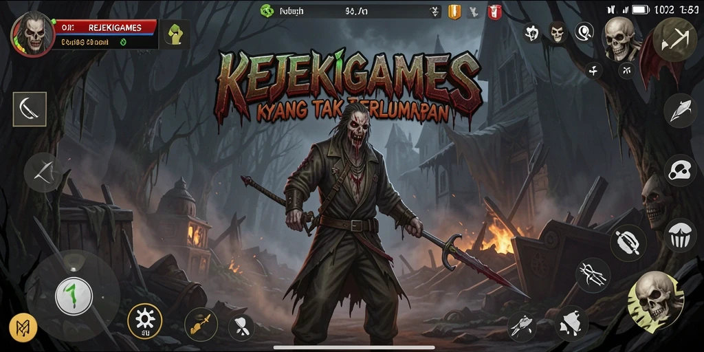 Screenshot gameplay mendebarkan dari REJEKIGAMES, menampilkan suasana horor.