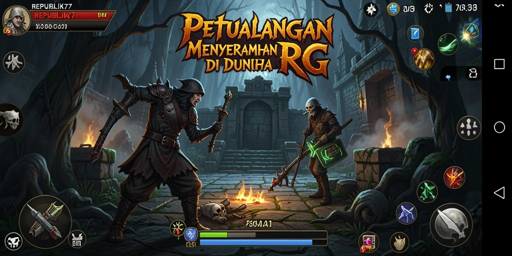 Screenshot dari gameplay <strong>REPUBLIK77</strong> yang menampilkan aksi pertarungan epik di dunia RPG.