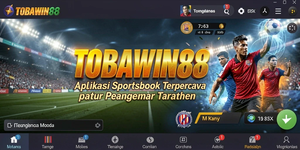 Tampilan utama TOBAWIN88 yang menarik dengan fitur taruhan olahraga.