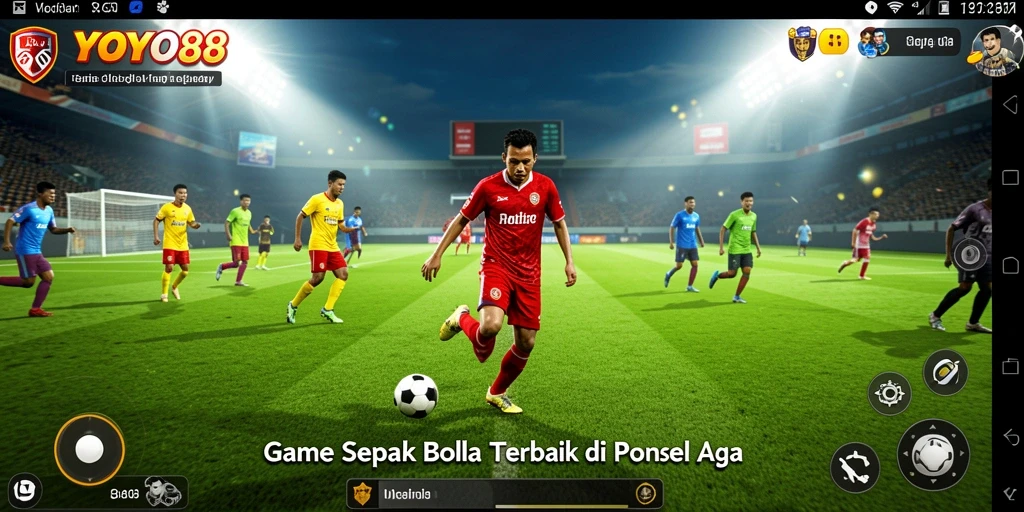 Tampilan gameplay seru dalam permainan sepak bola.
