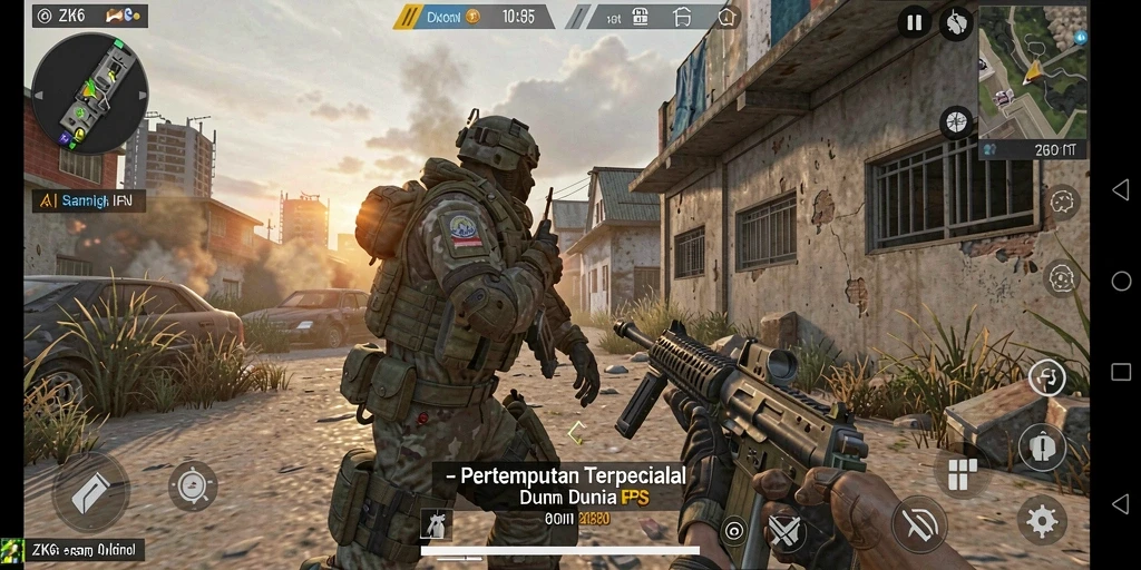 Screenshot gameplay ZK6 menampilkan aksi tembak-menembak yang mendebarkan.